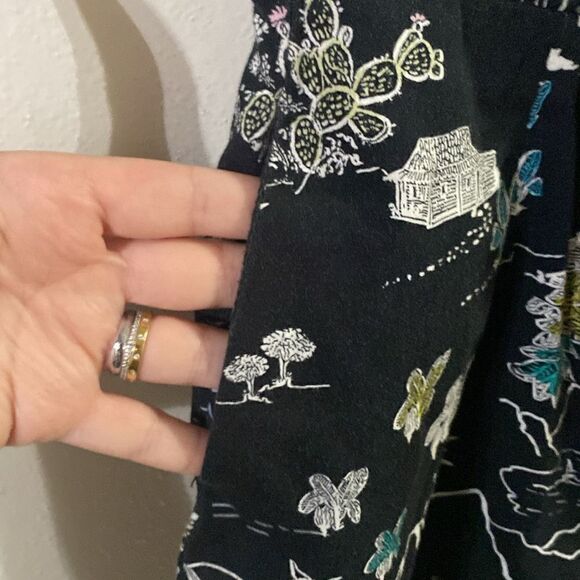 Zara Black Cut Out Tropical Island Print Black Romper Shorts - Picture 4 of 8